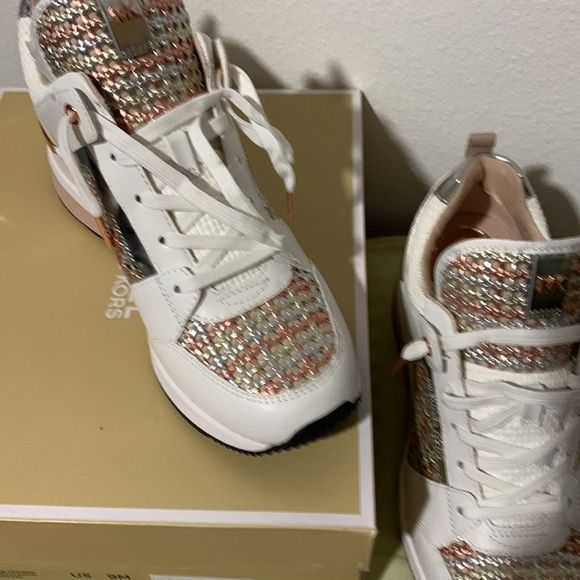 MICHAEL Michael Kors White and Gold Athletic Shoes - Picture 10 of 13